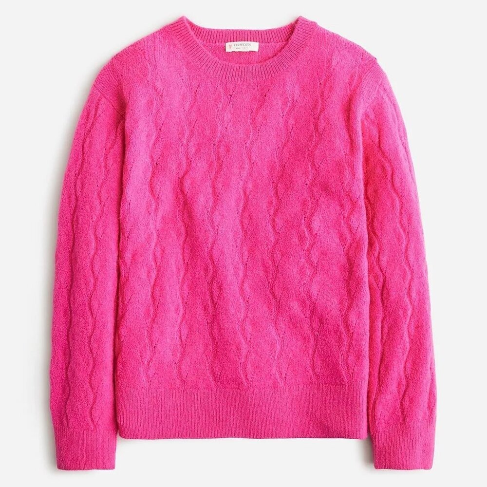Nwt New J.Crew Supersoft Cable-Knit Wool Blend Pink Sweater Size Xs(4-5)